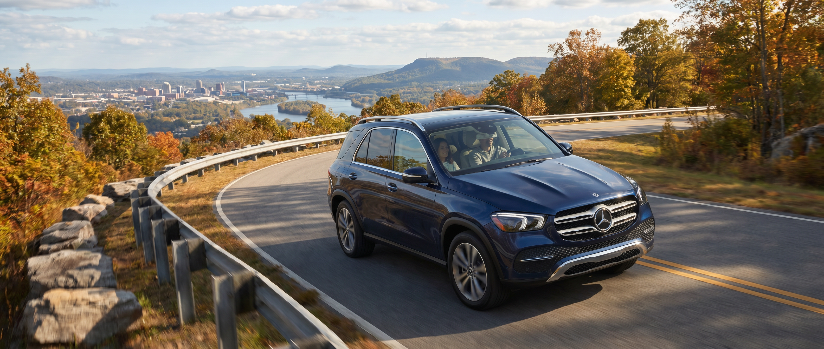 Mercedes-Benz GLE on mountain highway near Chattanooga from Duluth GA